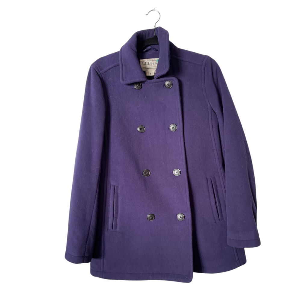 L.L. Bean Blue Cozy Fleece Pea Coat‎ M